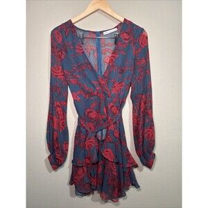 Saints Secret Dress Navy Blue & Red Floral Size M - Size 10